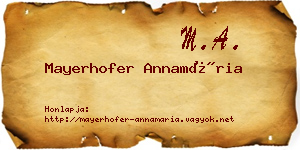 Mayerhofer Annamária névjegykártya